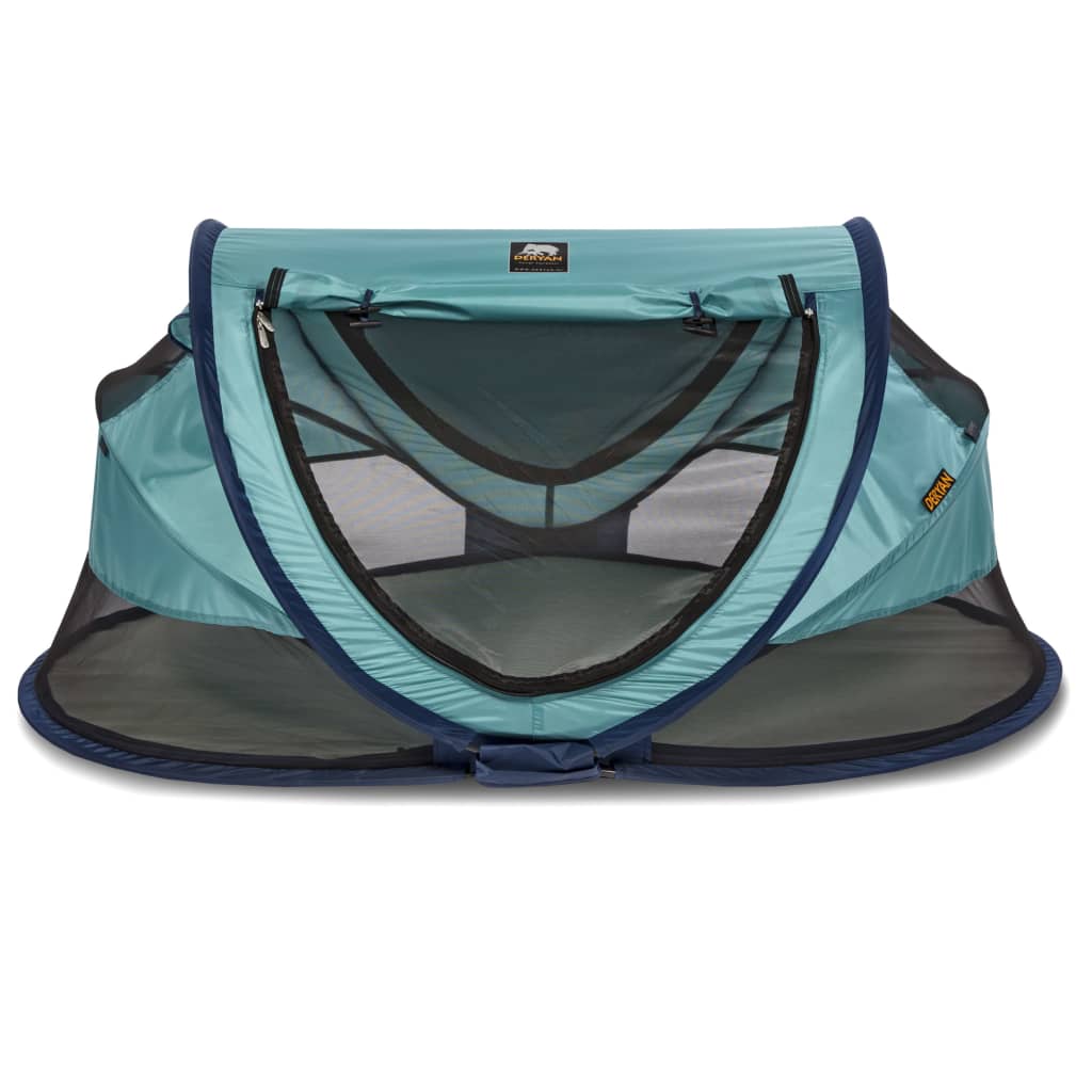 DERYAN Pop-up Toddler Travel Cot with Mosquito Net Luxe Ocean Blue