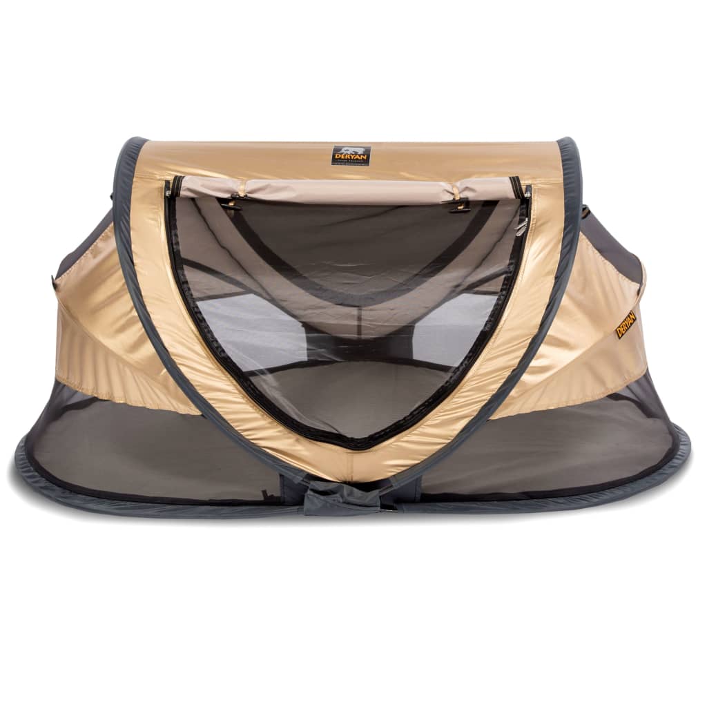 

DERYAN Peuterreisbedje pop-up met klamboe Luxe goudkleurig