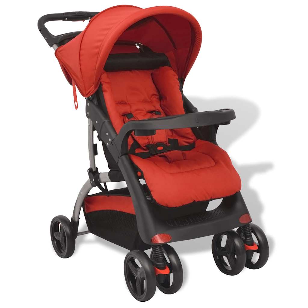 vidaXL Sillita de Paseo de Bebé Acero Cochecito Carrito Niños Azul/Rojo/Gris - Imagen 12 de 14