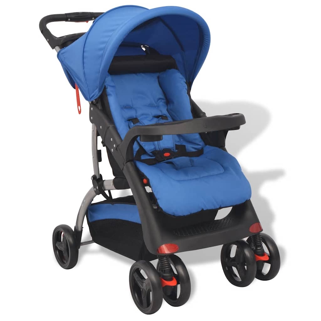 vidaXL Sillita de Paseo de Bebé Acero Cochecito Carrito Niños Azul/Rojo/Gris - Imagen 13 de 14