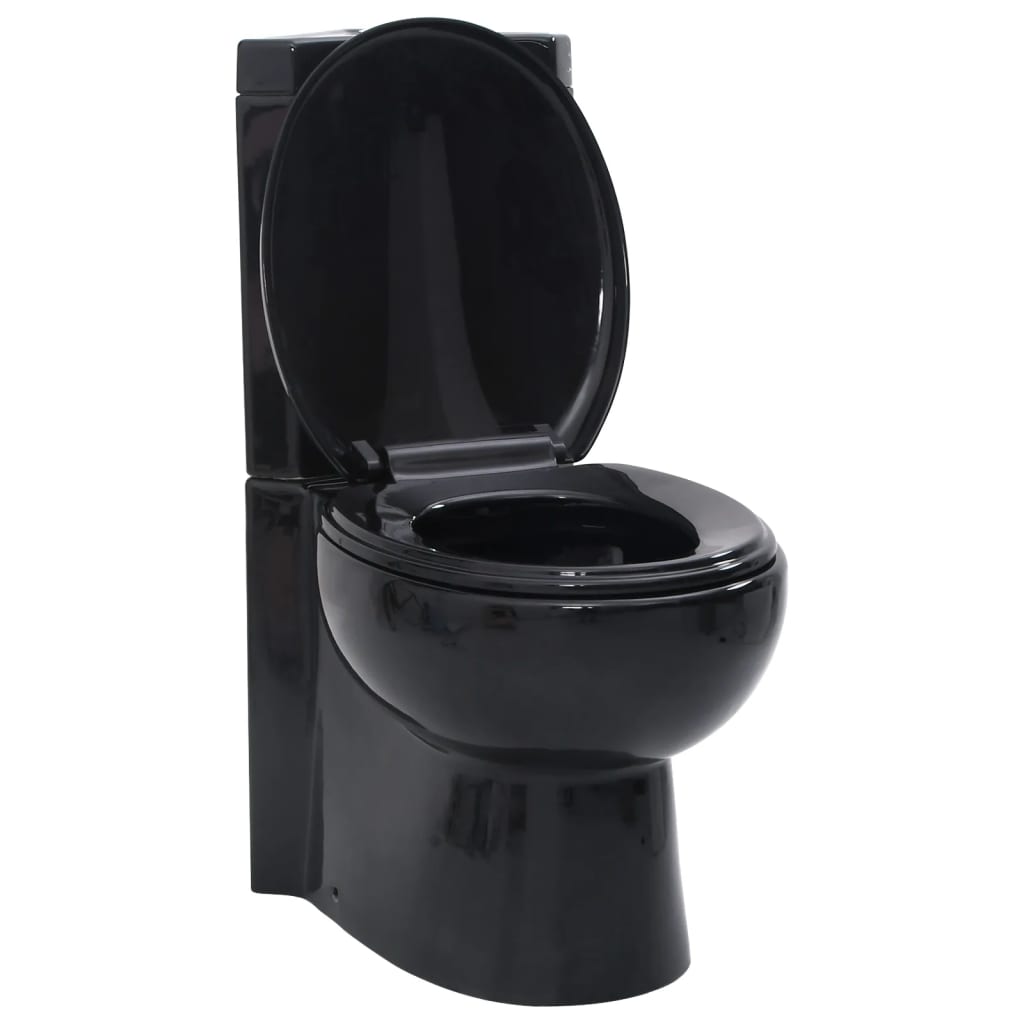 WC Ceramic Toilet Bathroom Corner Toilet Black VidaXL Co Uk   Image 