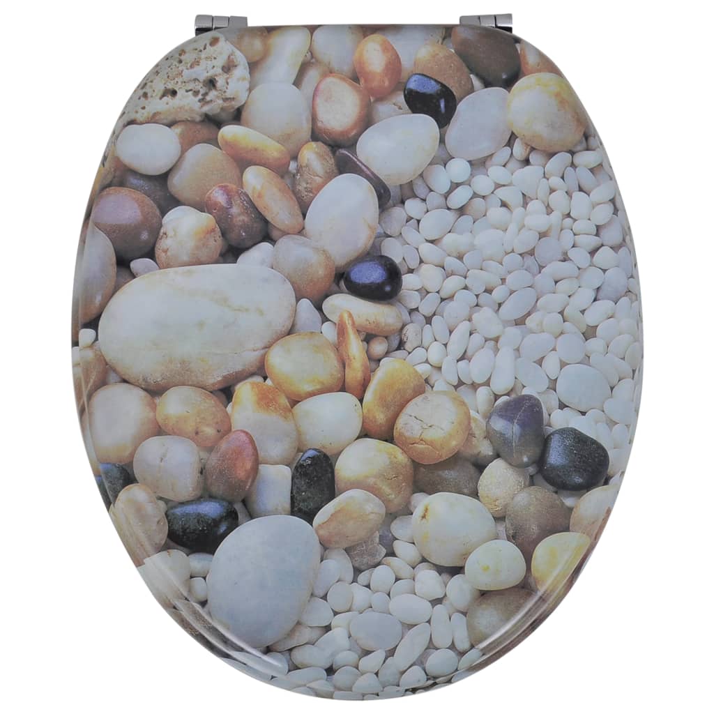 Toilet Seat with MDF Lid Pebbles Design vidaXL.co.uk