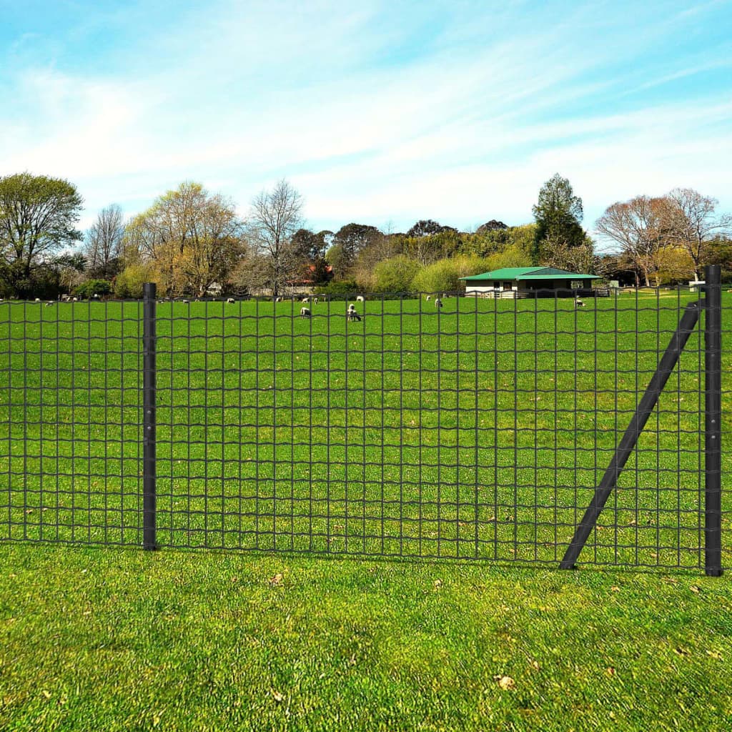 VidaXL Set de Euro-Valla con Estacas de Tierra Longitud 10 x 1,7 m Acero Gris VidaXL Set de Euro-Valla con Estacas Estacas Estacas de Tierra Longitud 10 x 1,7 m Acero Gris aeb892