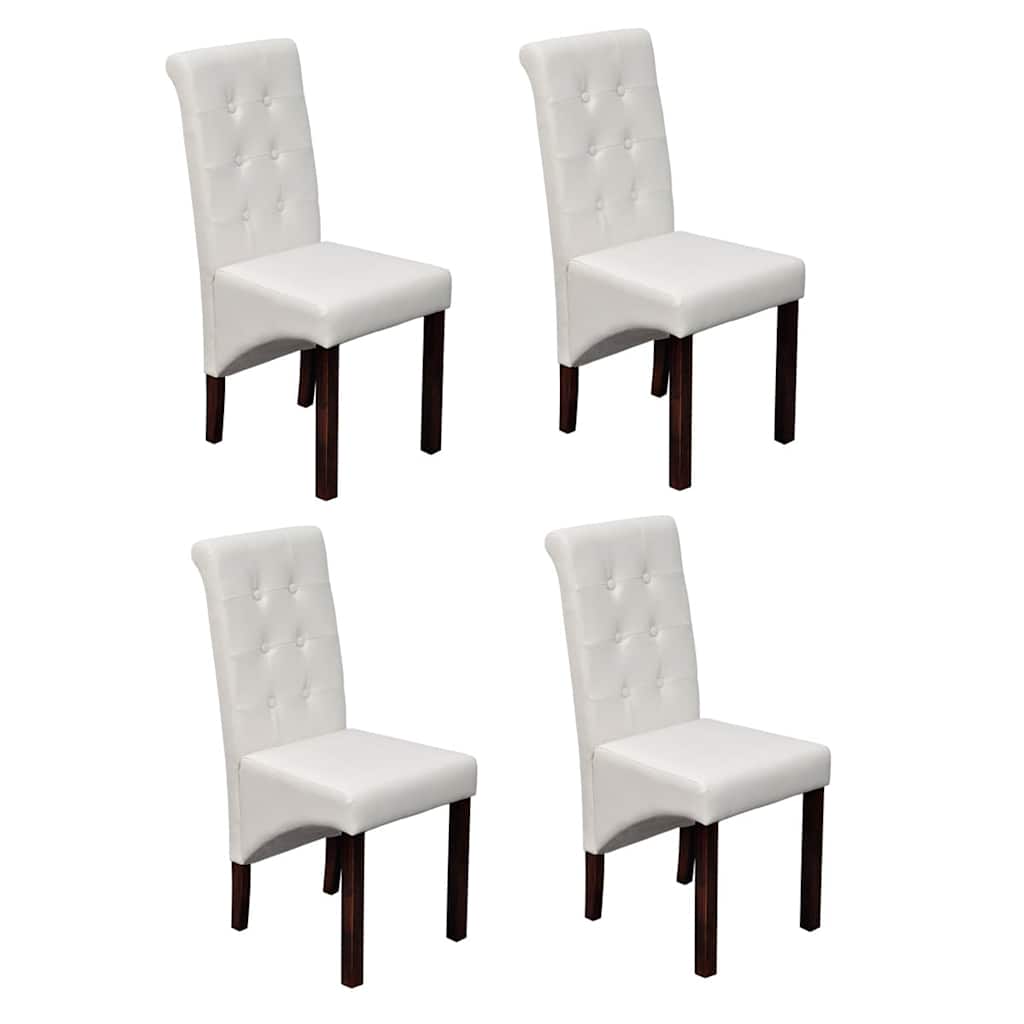 vidaXL 4x Sillas de Salón Comedor de Cuero Artificial Blanco y Patas ... vidaXL 4x Sillas de Salón Comedor de Cuero Artificial Blanco y Patas ...
