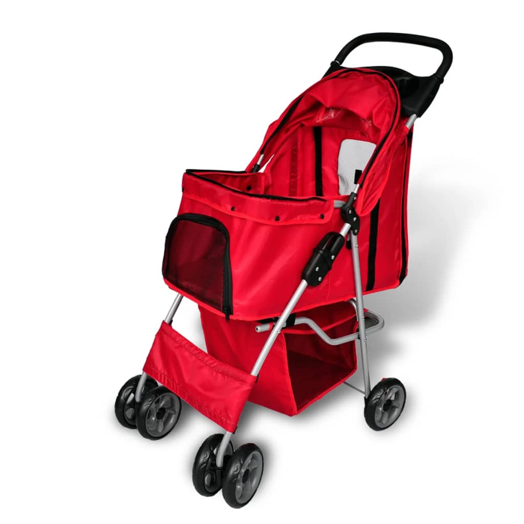 Red Folding Pet Stroller Dog/Cat Travel Carrier