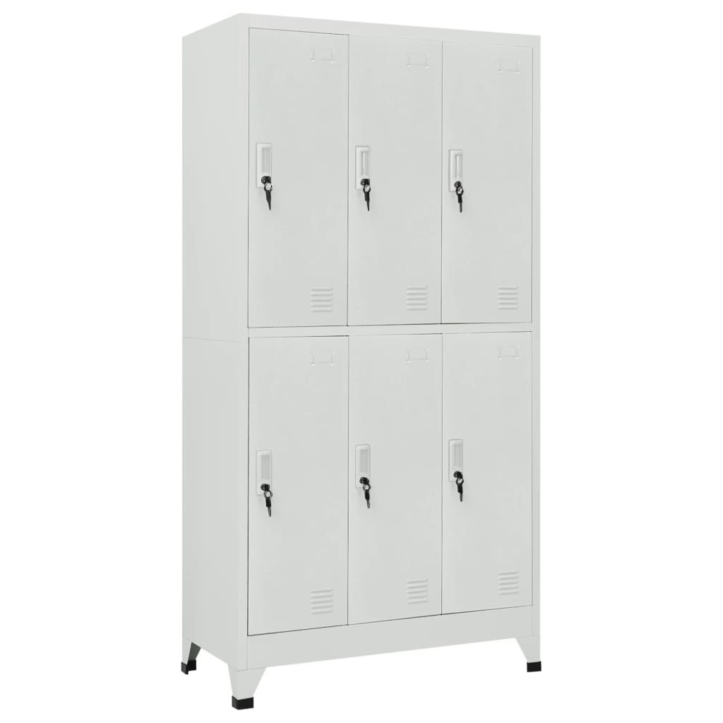 Acheter vidaXL Armoire à casiers avec 6 compartiments Acier 90x45x180 cm Gris pas cher vidaXL.fr