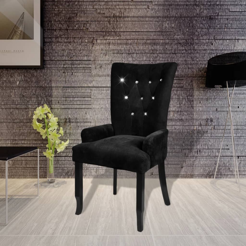 vidaXL Sillón de Comedor de Madera Negra y Tapizado con Terciopelo ... vidaXL Sillón de Comedor de Madera Negra y Tapizado con Terciopelo ...