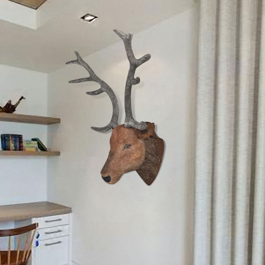 vidaXL Testa di cervo, Decorazione fissata al muro, Aspetto naturale