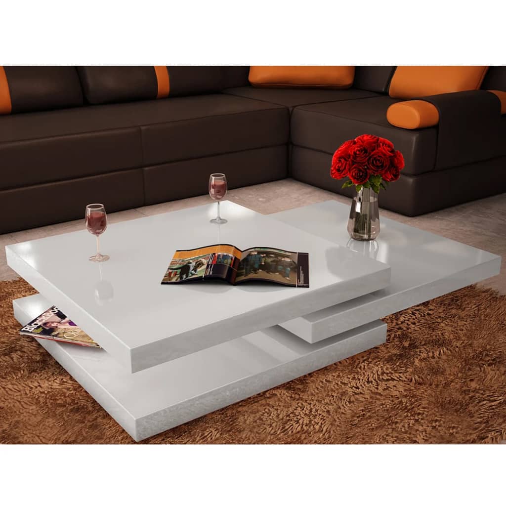 Coffee Table 3 Layers White High Gloss | vidaXL.co.uk