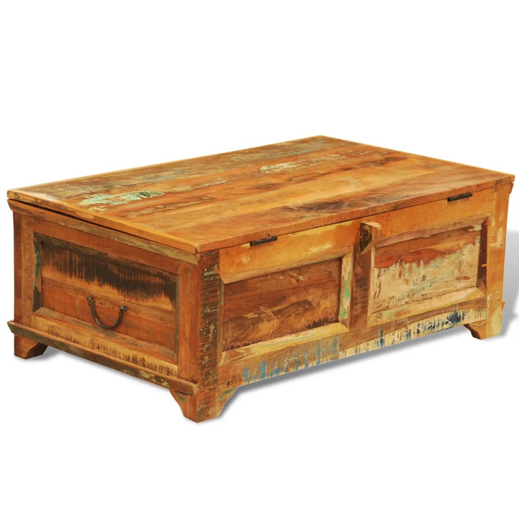 Reclaimed Wood Storage Box Coffee Table Vintage Antique 