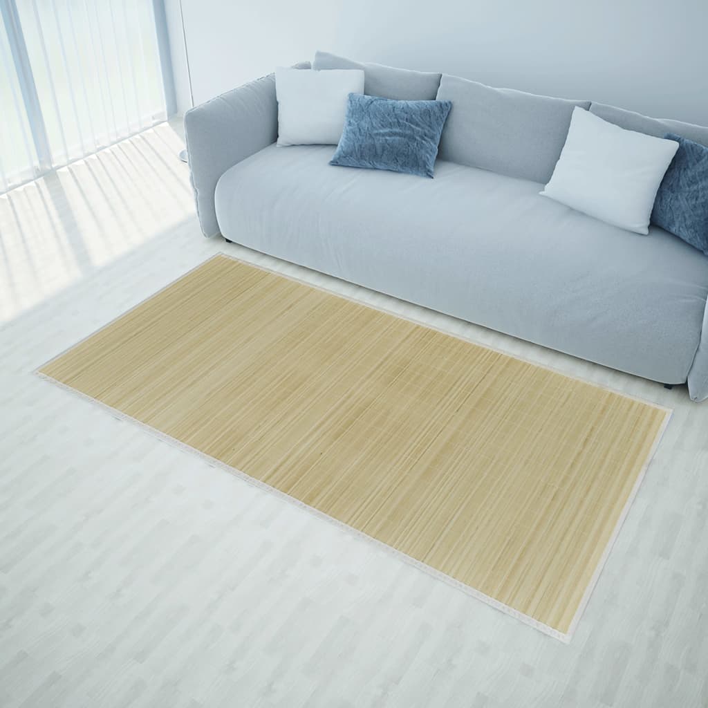 Rechthoekige bamboe mat 150 x 200 cm (Neutraal) bamboemat bamboetapijt tapijt