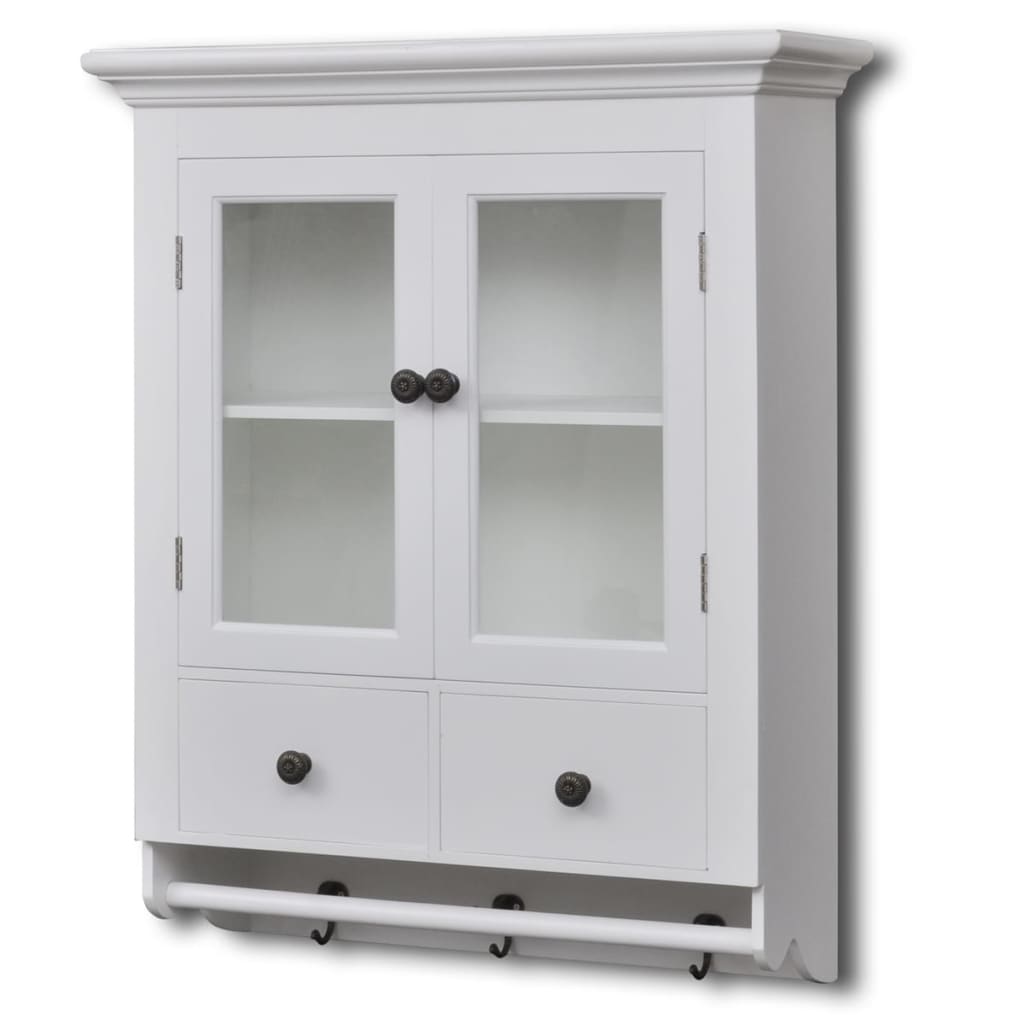 White Wooden Kitchen Wall Cabinet with Glass Door | vidaXL.co.uk