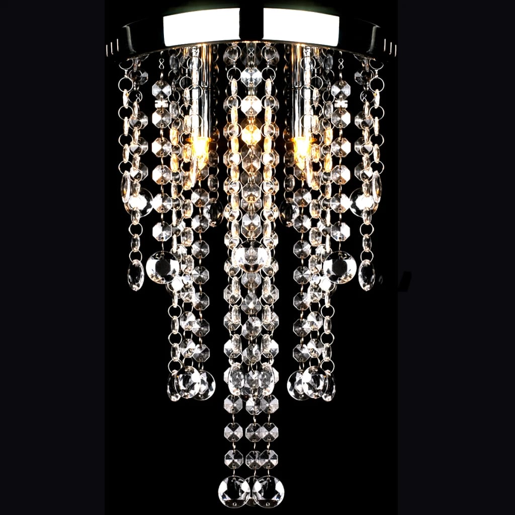 vidaXL Lampada da Soffitto Bianca in Metallo con Perline Cristallo#