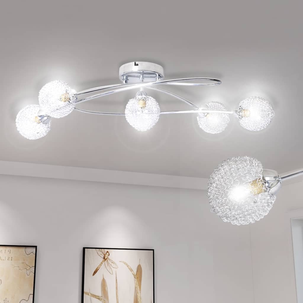 Modern Ceiling Lamp 5 Glass Mesh Ball Pendant Light Fixture Home New Modern Ceiling Lamp 5 Glass Mesh Ball Pendant Light Fixture Home Cafe G9
