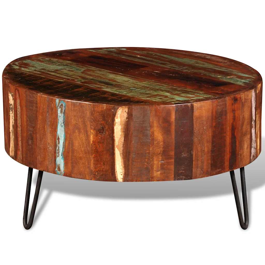 Reclaimed Solid Wood Round Coffee Table | vidaXL.com