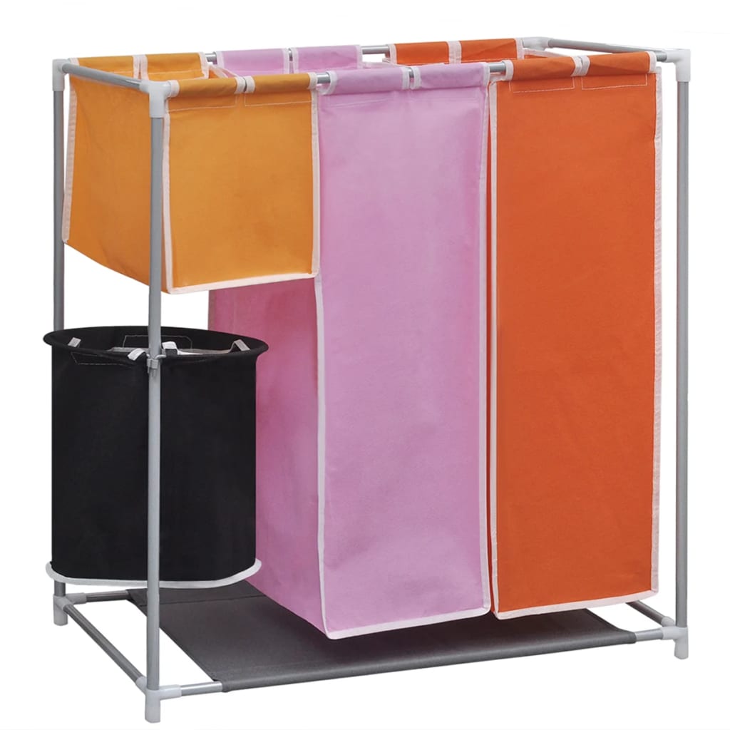 3Section Laundry Sorter Hamper with a Washing Bin vidaXL.co.uk