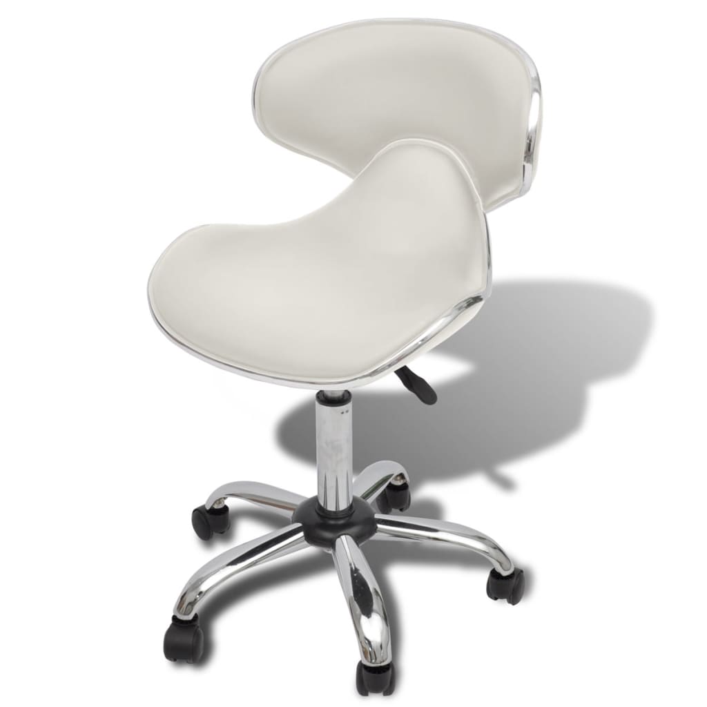 Professional Salon Spa Stool with Backrest Curved Design White