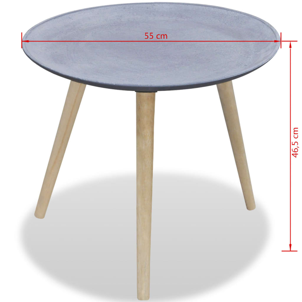 Round Side Table/Coffee Table Gray Concrete Look | vidaXL.com