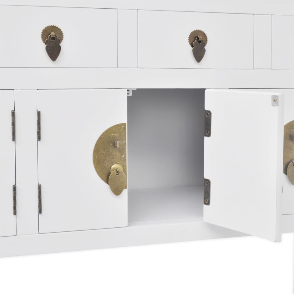 vidaXL Aparador de estilo chino de madera maciza blanco Aparador Aliança Ouro Branco ~ vidaXL Aparador de estilo chino de madera maciza blanco