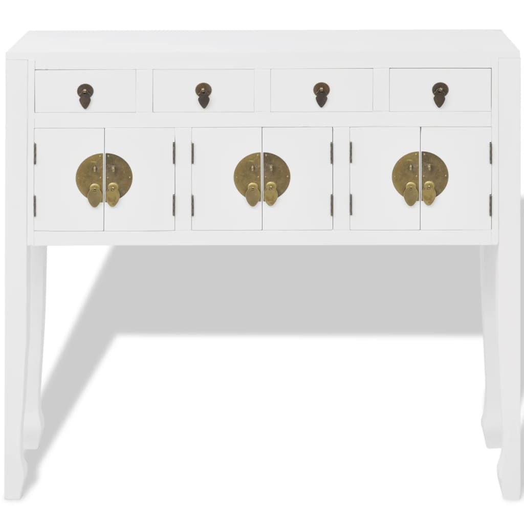 vidaXL Aparador de estilo chino de madera maciza blanco Aparador Aliança Ouro Branco ~ vidaXL Aparador de estilo chino de madera maciza blanco