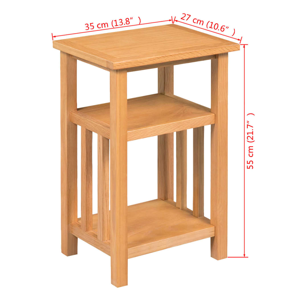 Vidaxl Solid Oak End Table 2 Shelf Magazine Rack Side Coffee Lamp 5 Of 7 Vidaxl Solid Oak End Table 2 Shelf Magazine Rack Side Coffee Lamp Nightstand