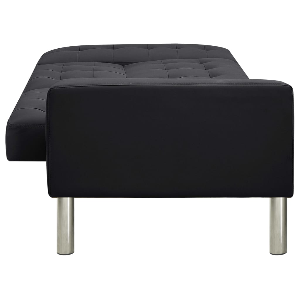 vidaXL Divano a 2 Posti in Pelle Sintetica Nero con Braccioli Divanetto Sofa