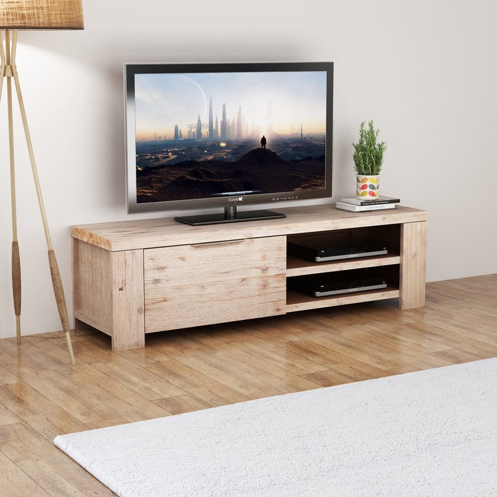 vidaXL TV Solid Brushed Acacia Wood 140x38x40 cm