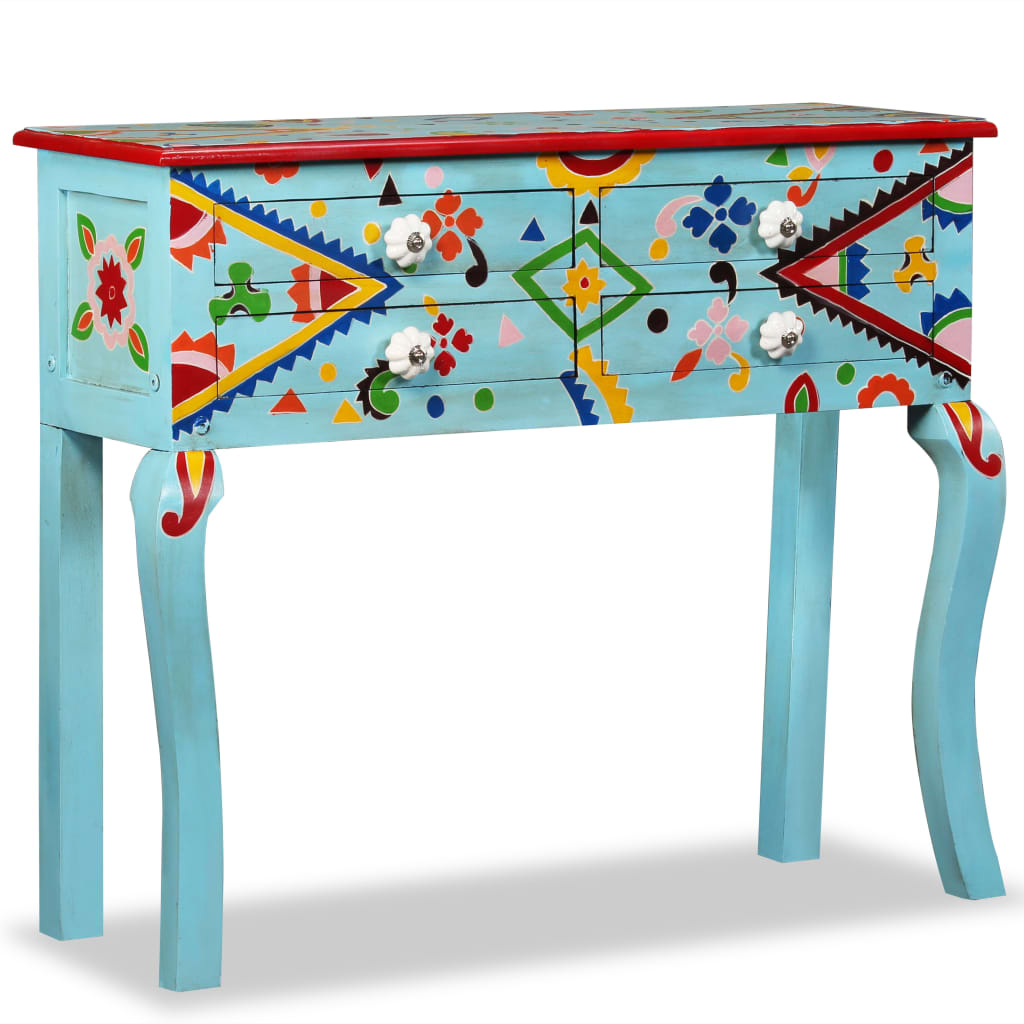 Handmade Table Vintage Solid Mango Wood Console Tabletop Desk Drawer Picture 11 Of