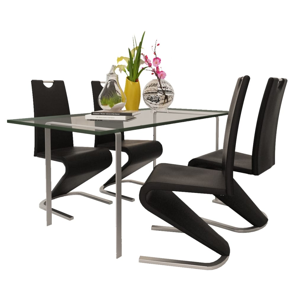 vidaXL Sedia nera oscillante pelle artificilale appoggi a U Set 4 pz☺