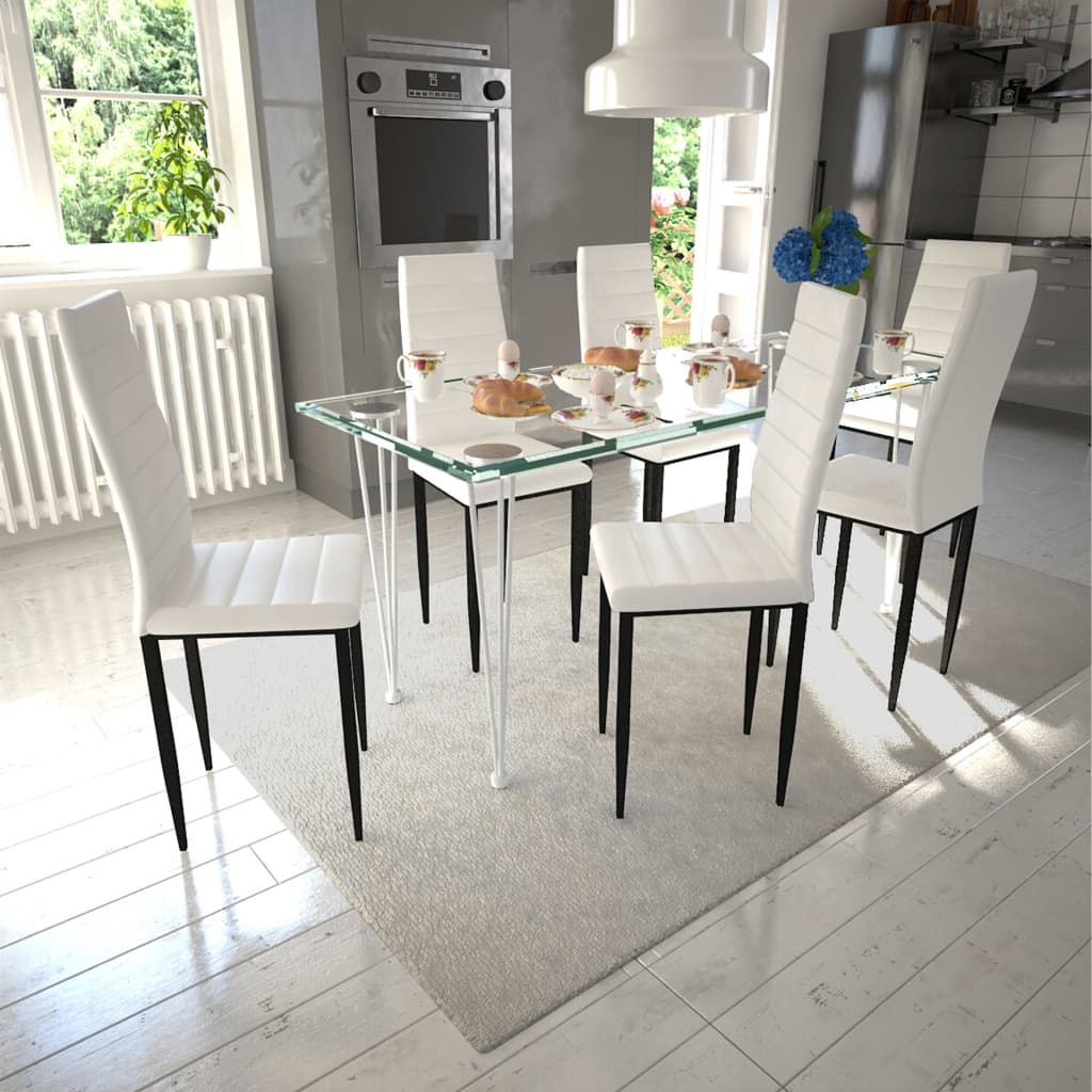 vidaXL 6x Sillas Comedor Cuero Artificial Blancas Asiento Banco ... vidaXL 6x Sillas Comedor Cuero Artificial Blancas Asiento Banco ...