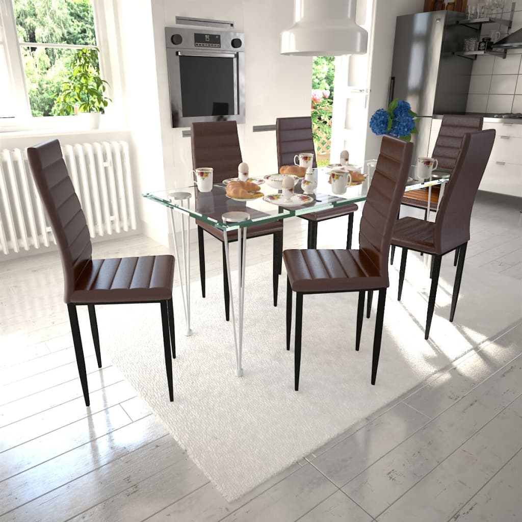 vidaXL 6x Sillas Comedor Cuero Artificial Marrón Asiento Banco ... vidaXL 6x Sillas Comedor Cuero Artificial Marrón Asiento Banco ...