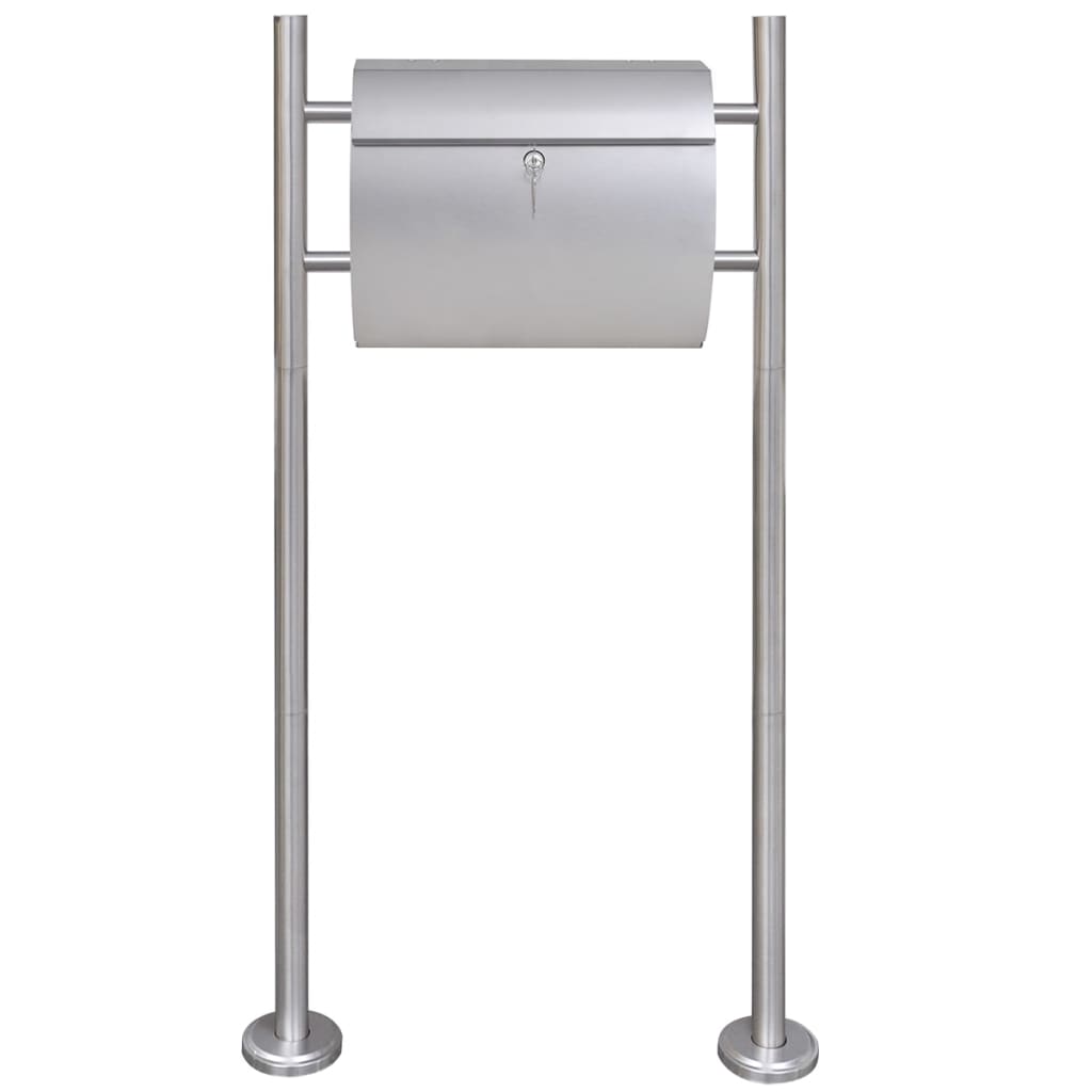 Mailbox on Stand Stainless Steel vidaXL.co.uk