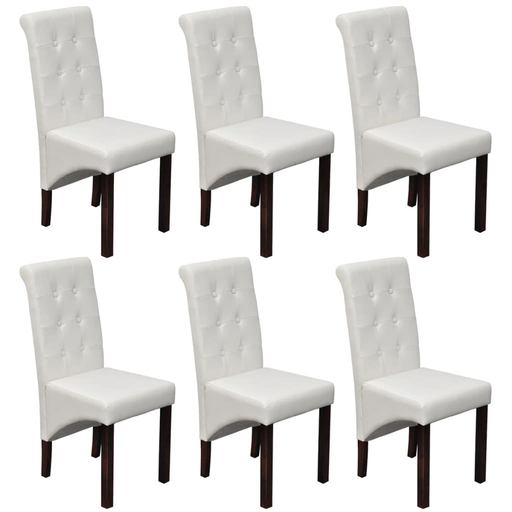 2 4 6 White Dining Side Chairs Tufted Scroll Back Artificial Leather 2 4 6 White Dining Side Chairs Tufted