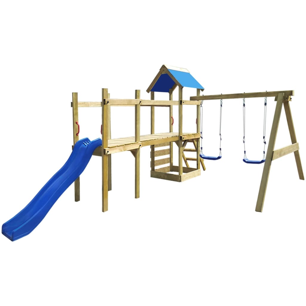 Wooden Playset with Ladder, Slide and Swings 463 x 275 x 