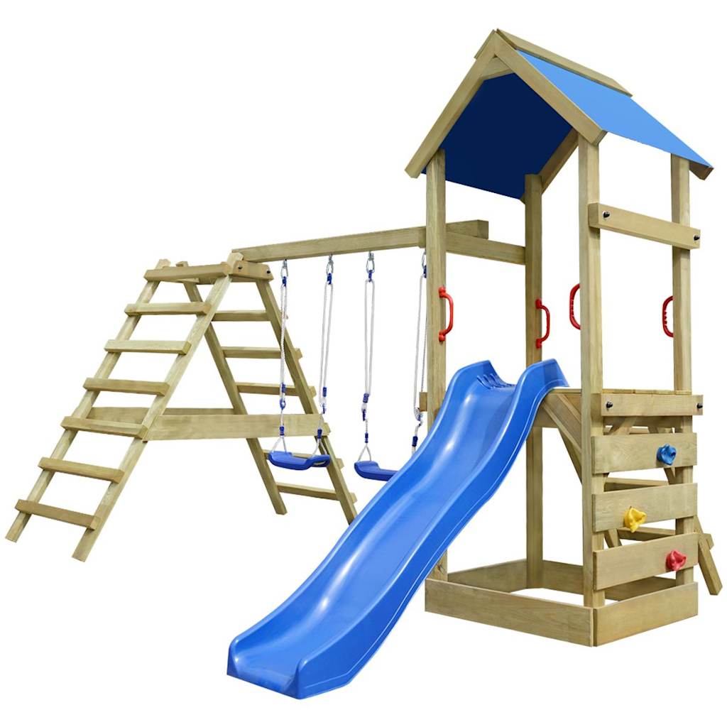 Vidaxl set da gioco in legno con scalette scivolo e altalene 356 x ... Altalena legno fai da te