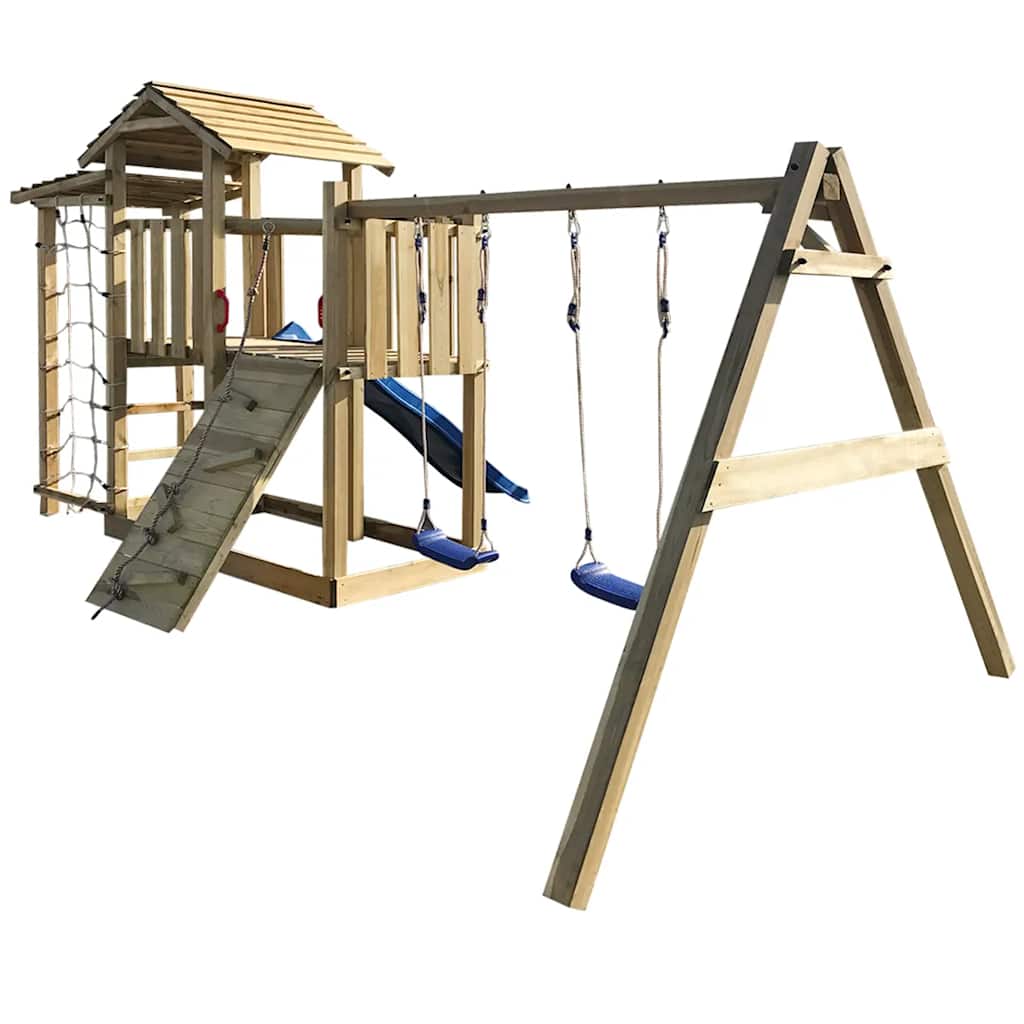 vidaXL Playhouse Set with Slide, Ladder and Swings 516x450x270 cm Wood