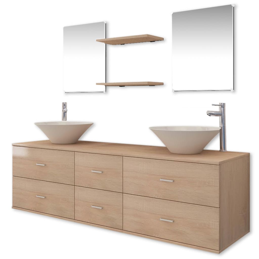 {Badmöbel set günstig kaufen
61} vidaXL 9-tlg. Badmöbel-Set mit Waschbecken und Wasserhahn Beige ... | {Badmöbel set günstig kaufen
61}