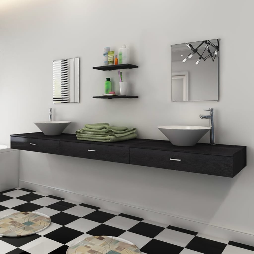 Set 9pz Armadietto con Specchio Rubinetto Lavabo Diversi