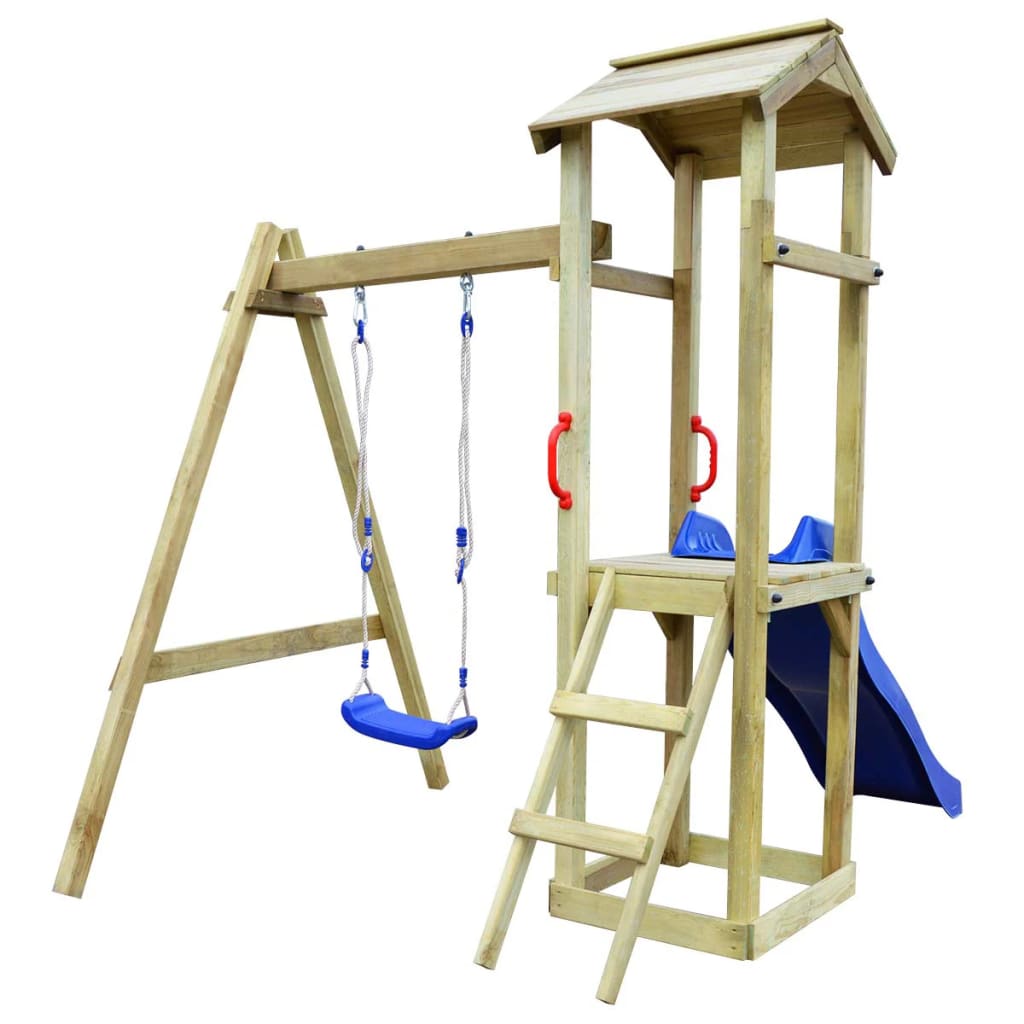 vidaXL Spielhaus mit Rutsche 237x168x218cm Kiefernholz Spielturm Kletterturm