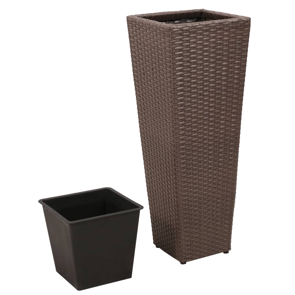 3 Rattan Flower Pots Brown vidaXL.co.uk