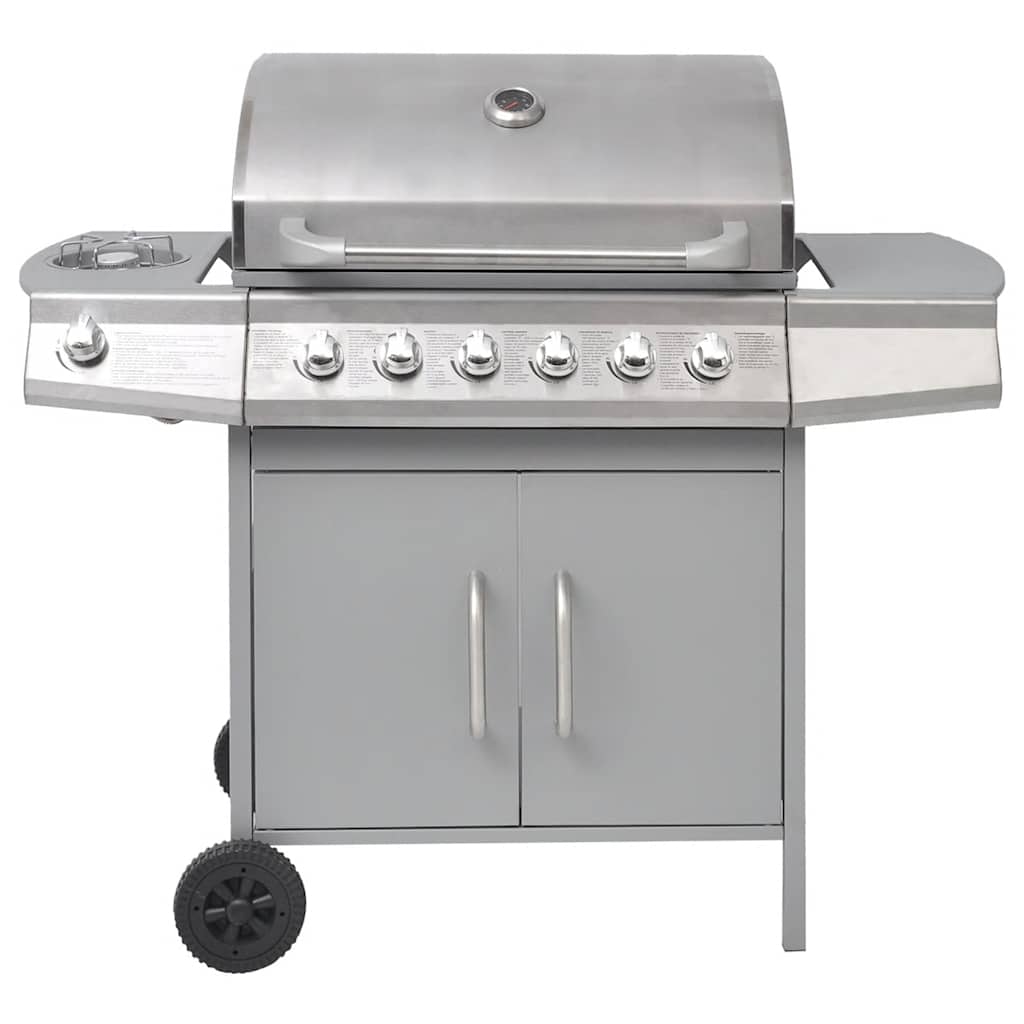 vidaXL Gas Barbecue Grill 6+1 Burners Silver vidaXL.co.uk