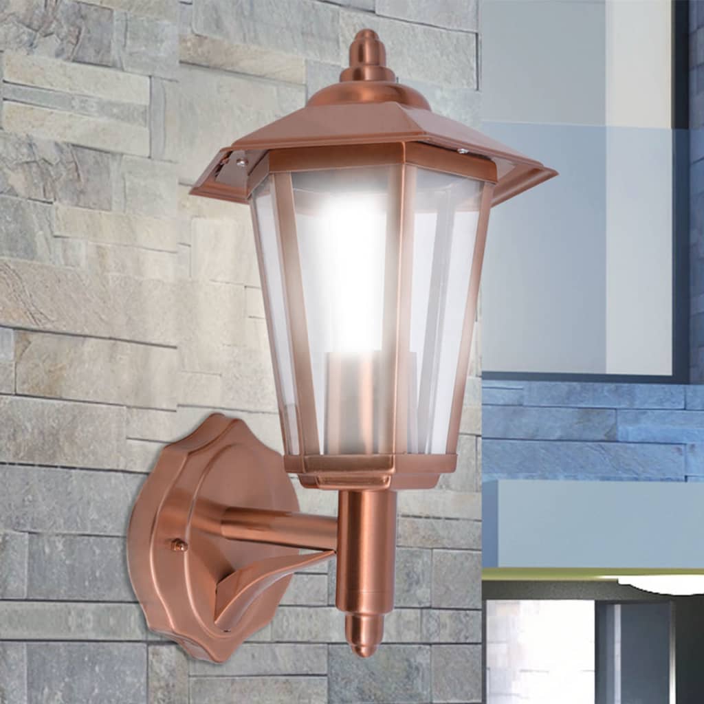 vidaXL Lanterna da Parete da Esterno Giardino in Acciaio Inox Color Rame#
