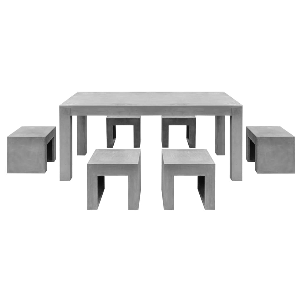 VIDAXL OUTDOOR DINING Set 7 Piece Concrete Table and Stools Garden