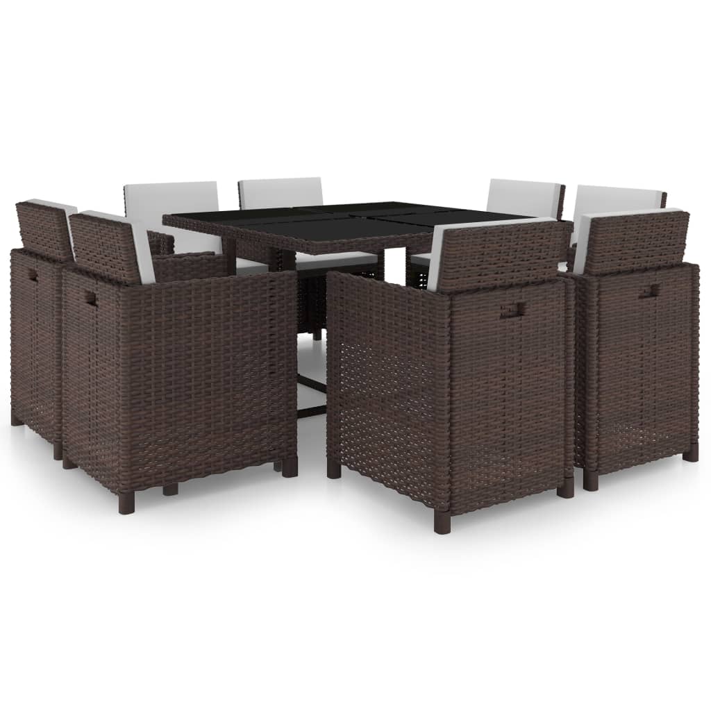 vidaXL Tuinset Poly Rattan Bruin 25-delig Tuin Stoel Tafel Buiten Tuinstoel