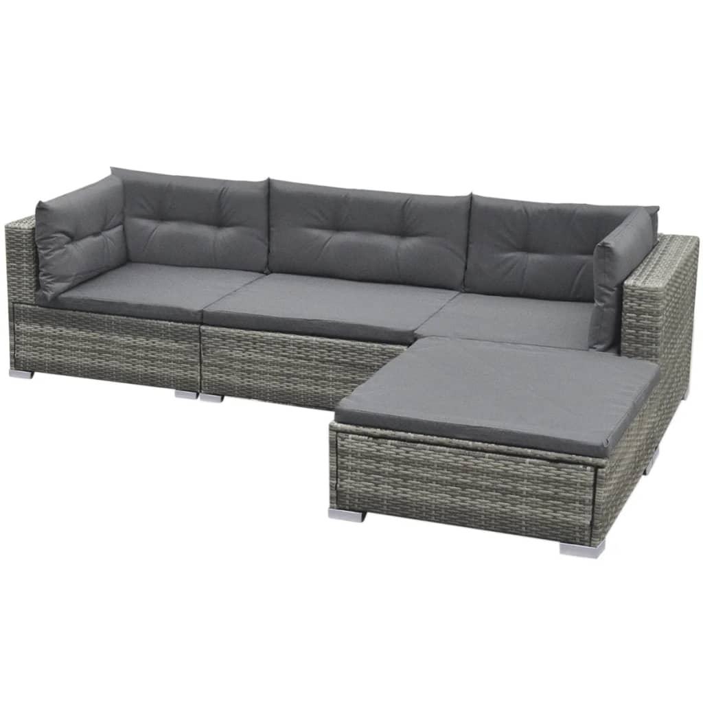 vidaXL Garden Sofa Set 14 Piece Poly Rattan Grey Outdoor