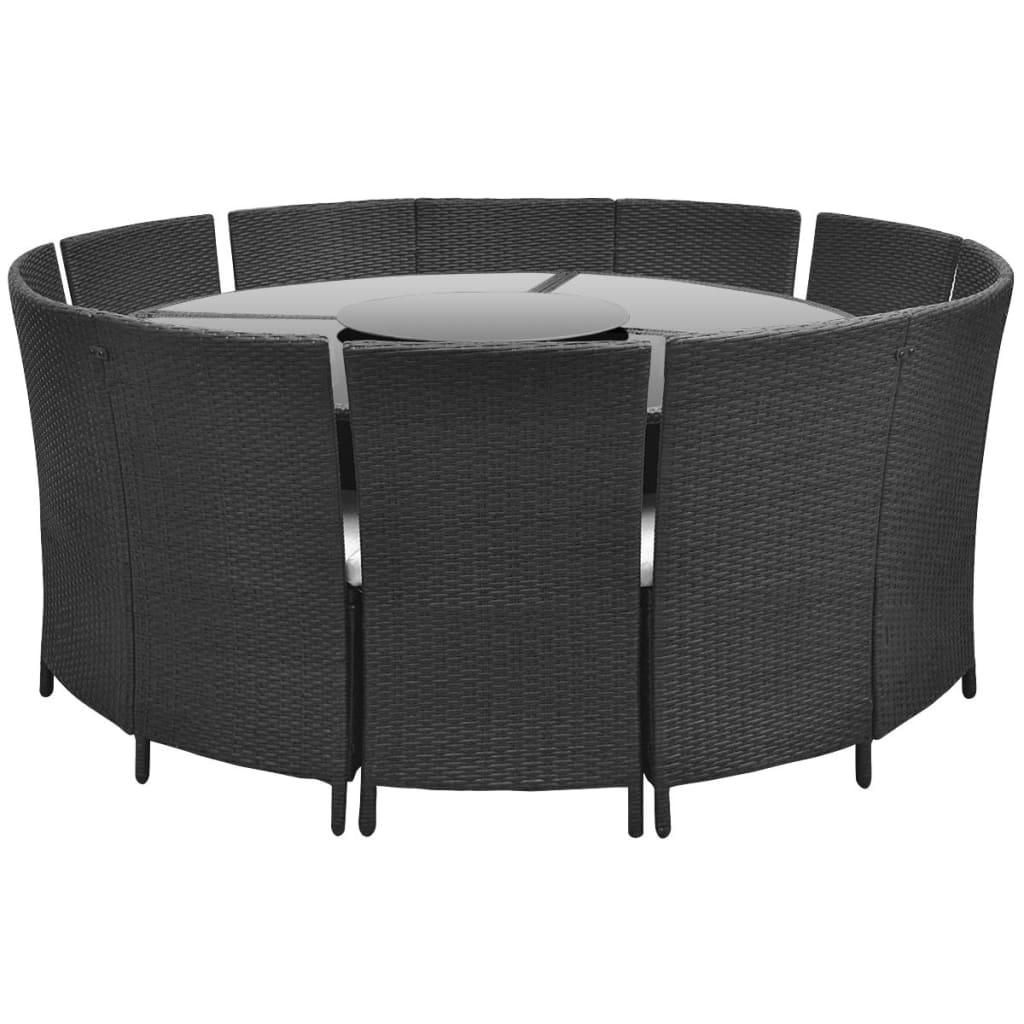 VIDAXL ENSEMBLE À Dîner d\'Extérieur 13 pcs Poly Rotin Noir Salon de ... VIDAXL ENSEMBLE À Dîner d\'Extérieur 13 pcs Poly Rotin Noir Salon de ...