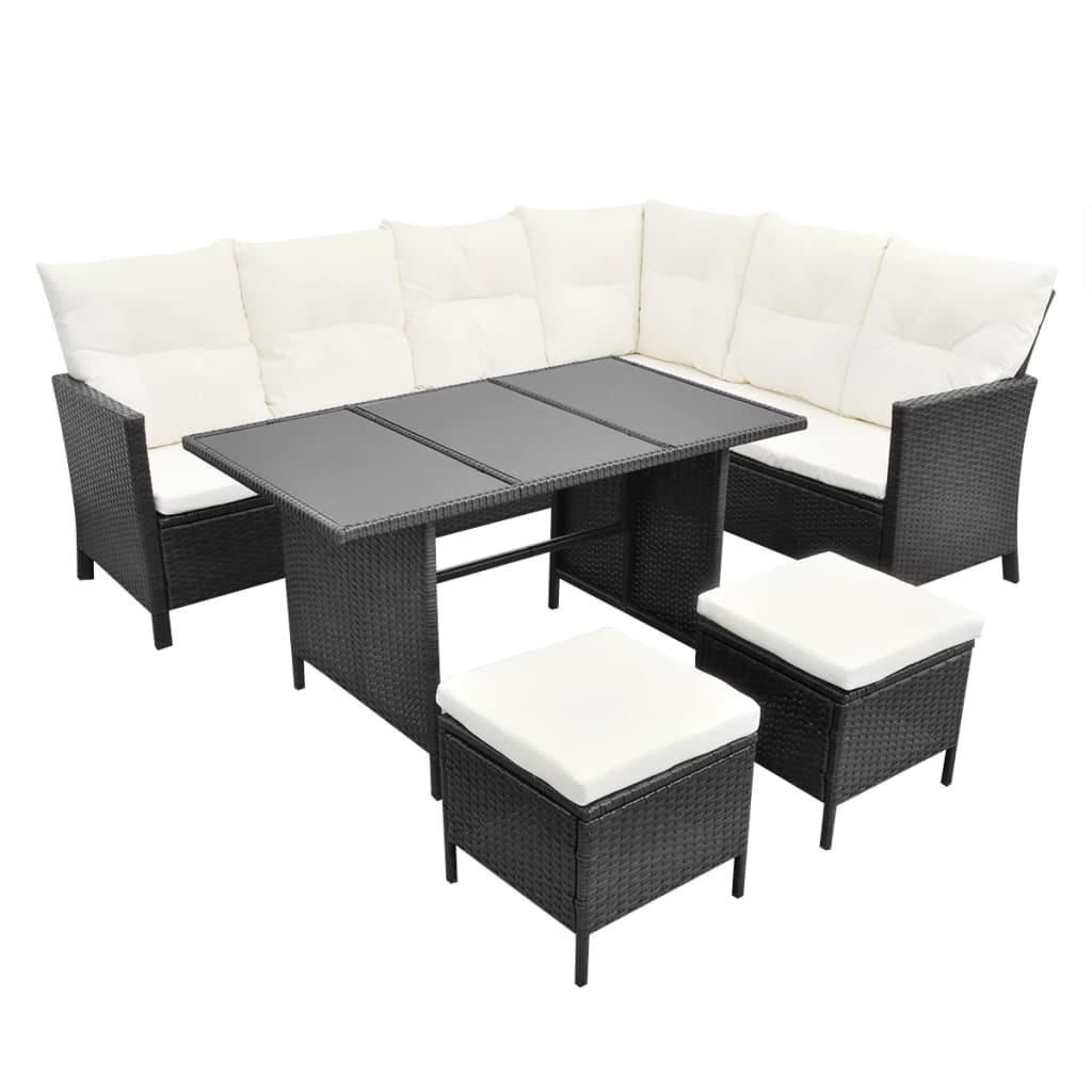 Vidaxl Garden Sofa Set 19 Piece Poly Rattan Black Patio Furniture Vidaxl Garden Sofa Set 19 Piece Poly Rattan