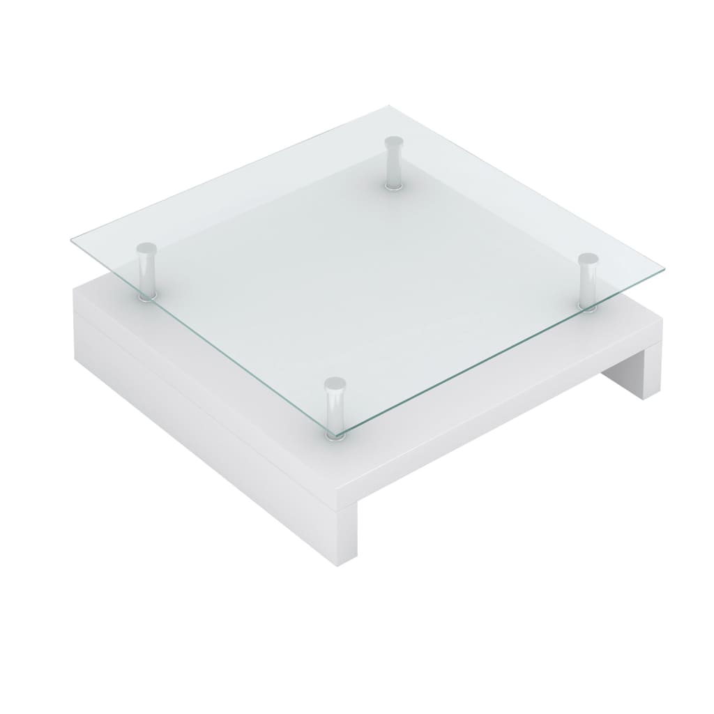 Glass coffee table square white vidaXL.co.uk