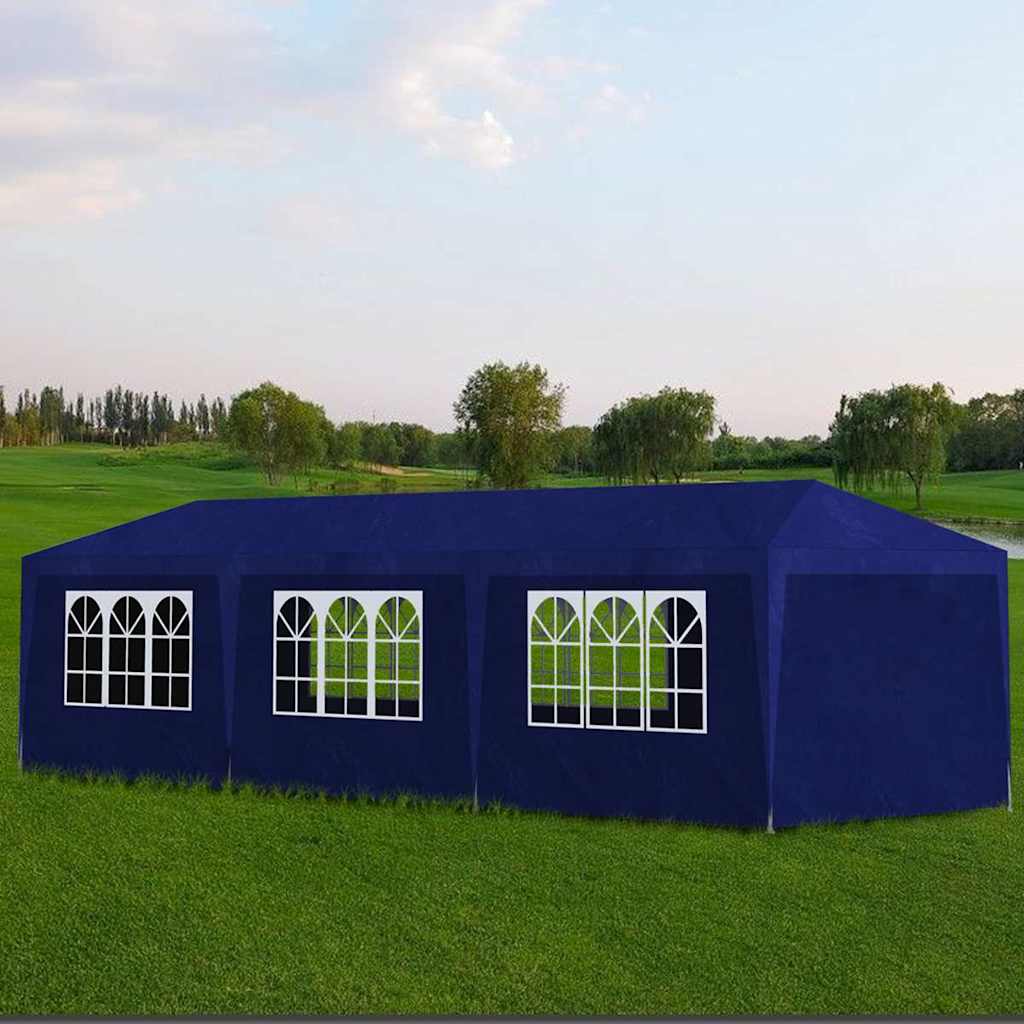 vidaXL Partytent met 8 Wanden 3x9 m Blauw Party Feest Tent Feesttent Tuintent
